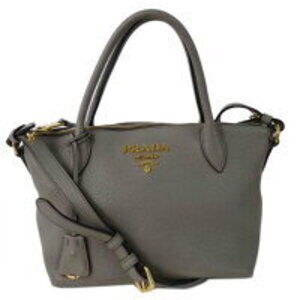 Prada Vitello Daino leather dual strap zip tote bag Argilla gray